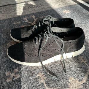 Cole Haan Womens Zero Grand White and Black Suede Oxford Dress Shoes Size 8